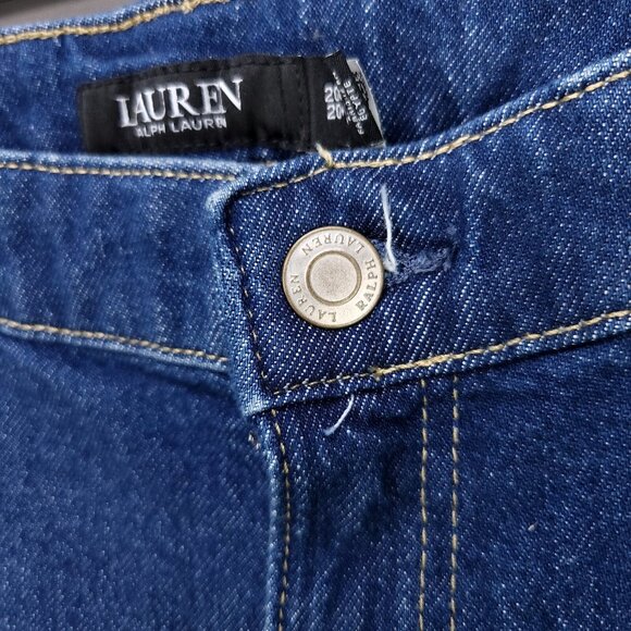 Lauren Ralph Lauren Cropped Jeans Women's Pants 20W Ombre Blue Wide Leg Raw Hem - Picture 16 of 16